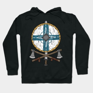 Viking shield. Finland NATO emblem. Hoodie